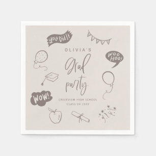 Serviette En Papier Tiré à la main Quirky Beige Grad Party