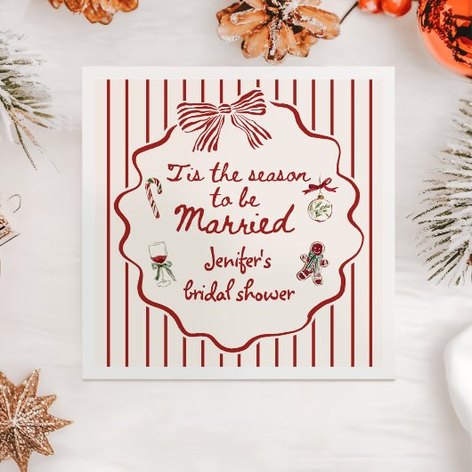 Serviette En Papier Tis The Season Hand Drawn Christmas Bridal Shower