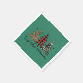 Serviette En Papier "Tis the Season" Plaid Leopard Christmas Trees (Coin)