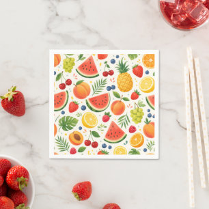 Serviette En Papier Tissu à motif de fruits d'été Pastèque tropicale