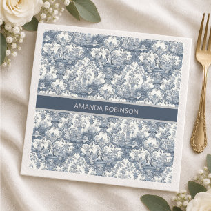 Serviette En Papier Tissu damassé floral vintage toile de jouy monogra