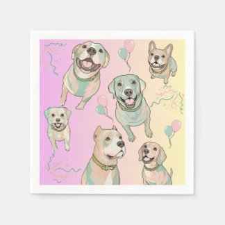 Serviette En Papier Tissu de cocktail pour chiots aux couleurs pastel