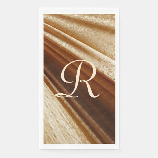 Serviette En Papier Tissu doré floral Monogrammé (Devant)