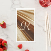 Serviette En Papier Tissu doré floral Monogrammé (En situation)