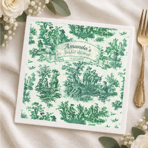 Serviette En Papier Tissu floral vert vintage toile jouy Enterrement d
