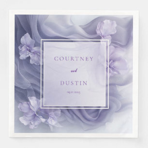 Serviette En Papier Tissu Luxueux Semi-Transparent Lila Lavande Mariag