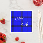 Serviette En Papier Tissu Tartan Bleu Écossais Avec Monogramme (En situation)