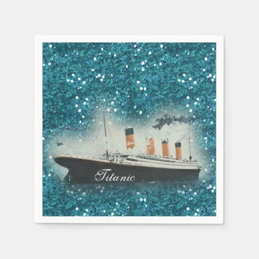 Serviette En Papier Titanic Sapphire Parties scintillant White Star Li (Devant)