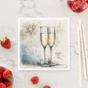 Serviette En Papier Toast au Champagne Bonne Année