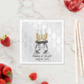 Serviette En Papier Toast Champagne Anniversaire Sur Damas (En situation)