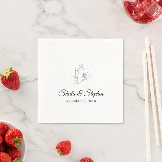 Serviette En Papier Toast Champagne Papier Mariage personnalisé (En situation)