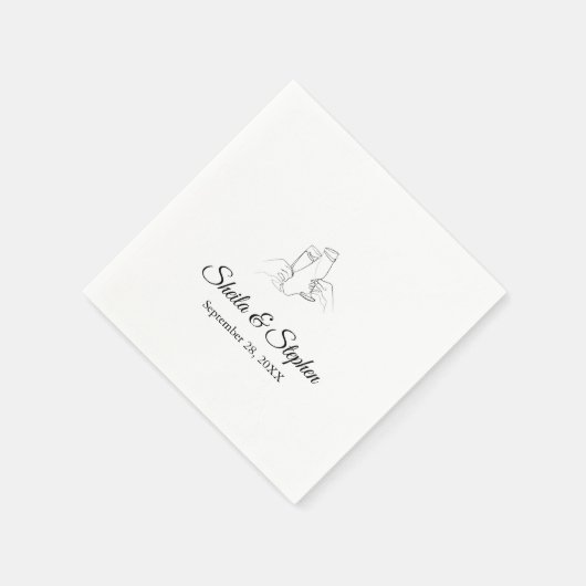 Serviette En Papier Toast Champagne Papier Mariage personnalisé (Coin)