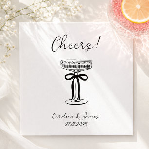 Serviette En Papier Toast Champenois Dessiné à la Main avec Ruban