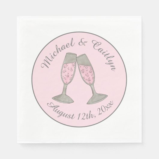 Serviette En Papier Toast de Champagne rose Mariage Fête des mariées (Devant)