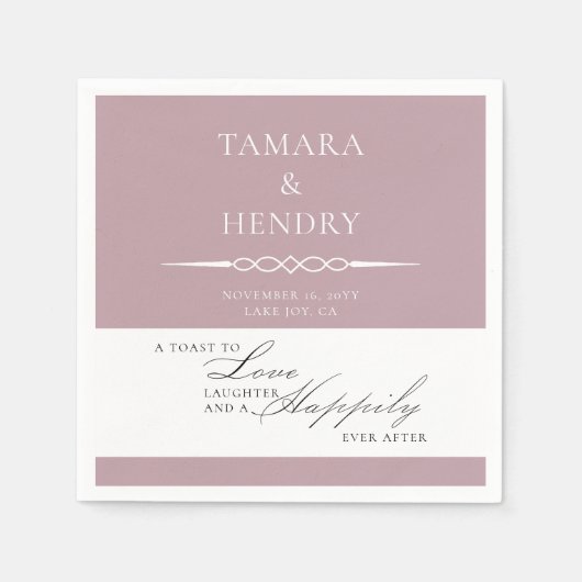 Serviette En Papier Toast de mariage élégant rose Rose poussiéreux Per (Devant)