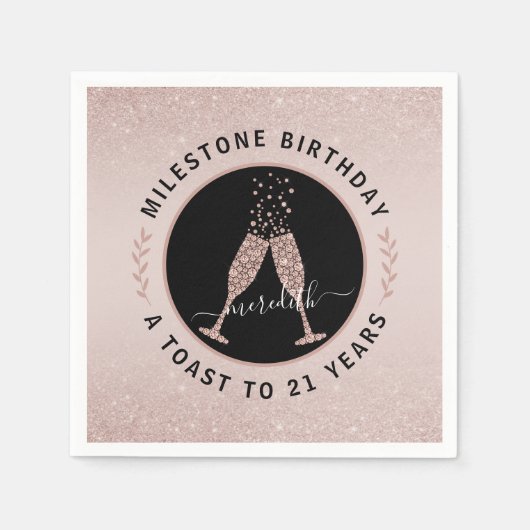 Serviette En Papier Toast de Parties scintillant Champagne personnalis (Devant)