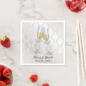 Serviette En Papier Toast mariage Champagne Sur Damas (En situation)