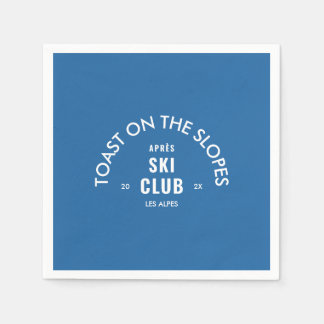 Serviette En Papier Toast sur les pistes Après Ski Club Bleu ciel