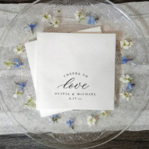 Serviette En Papier Toasts Élégants à l'Amour Argent de Famille Mariag