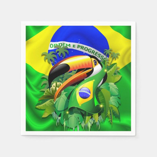 Serviette En Papier Toco Toucan avec Brésil Drapeau_Papier_Cocktail_Na (Devant)