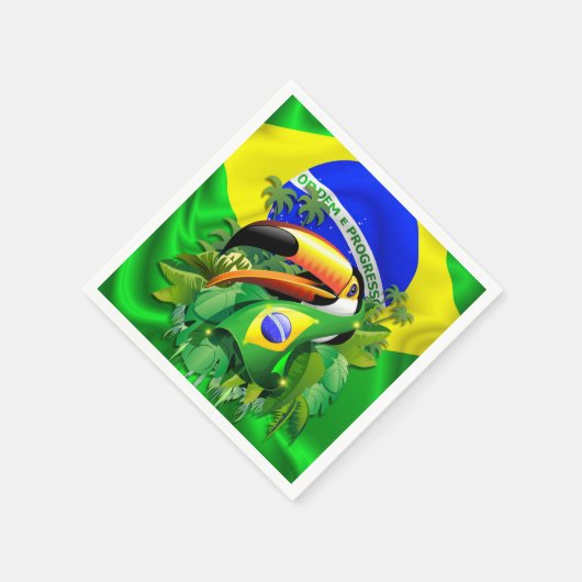 Serviette En Papier Toco Toucan avec Brésil Drapeau_Papier_Cocktail_Na (Coin)