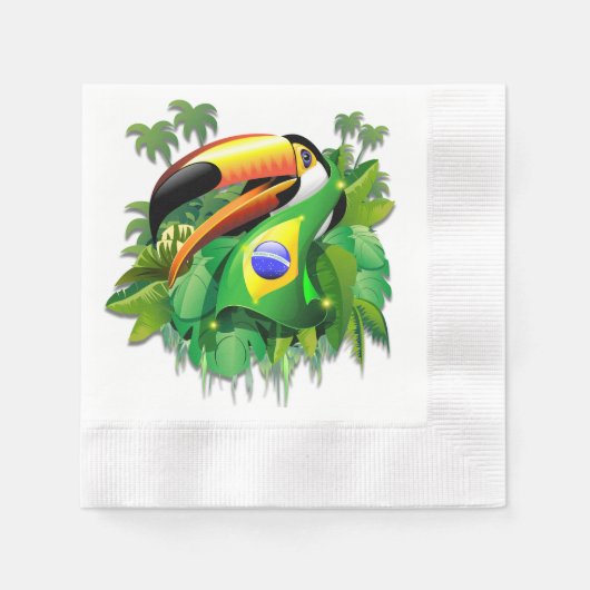 Serviette En Papier Toco Toucan avec Cravate du drapeau brésilien (Devant)