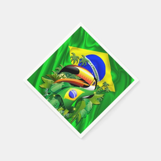 Serviette En Papier Toco Toucan avec Cravate du drapeau brésilien (Coin)
