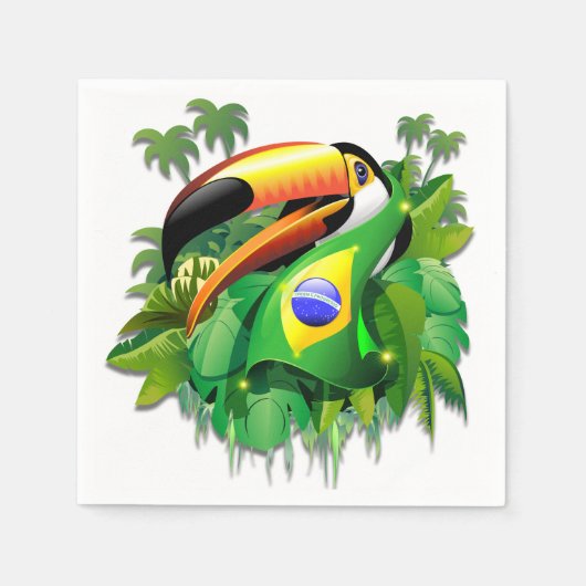 Serviette En Papier Toco Toucan avec Cravate du drapeau brésilien (Devant)