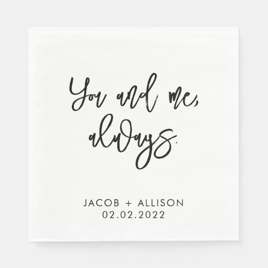 Serviette En Papier Toi et moi, Toujours élégante réception du jour de (Devant)