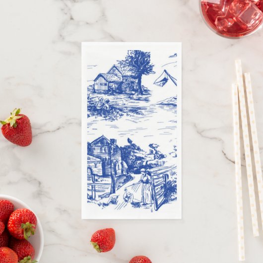 Serviette En Papier Toile Bleu Français Tour (En situation)