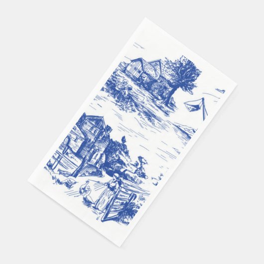 Serviette En Papier Toile Bleu Français Tour (Coin)