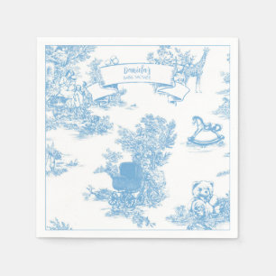 Serviette En Papier Toile bleue et blanche de Jouy Baby shower