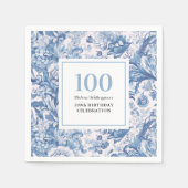 Serviette En Papier Toile Bleue Française 100e anniversaire (Devant)