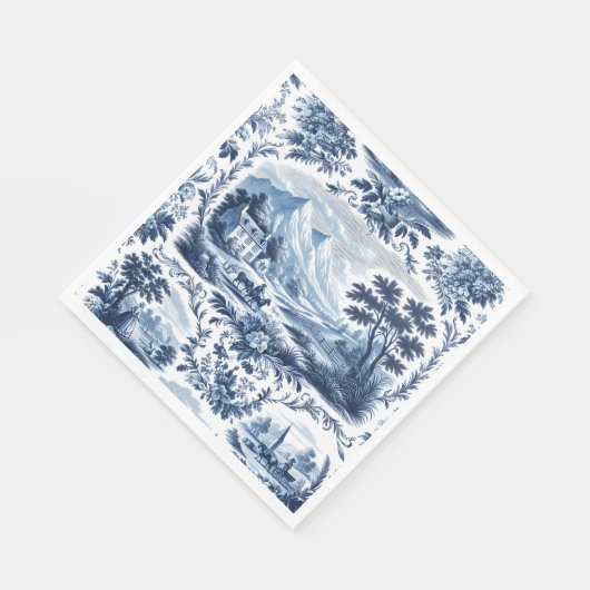 Serviette En Papier Toile Bleue Pays Français (Coin)