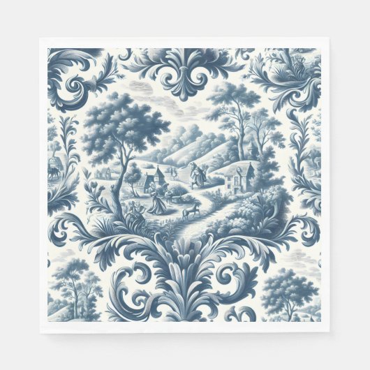 Serviette En Papier Toile Bleue Pays Français (Devant)