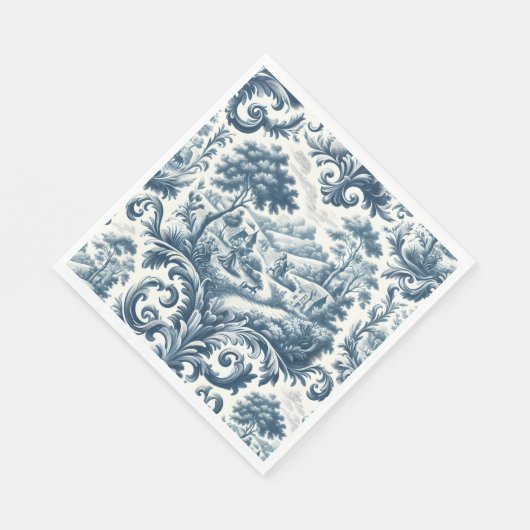 Serviette En Papier Toile Bleue Pays Français (Coin)