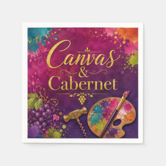 Serviette En Papier Toile & Cabernet Peinture et Fête de Dégustation |