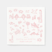 Serviette En Papier Toile Charleston en Napkin rose (Devant)