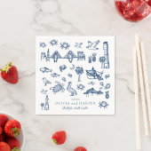 Serviette En Papier Toile de Charleston dans Marine Blue Napkin (En situation)