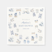 Serviette En Papier Toile De Jouy Baby Shower Blue Bow Boy (Devant)