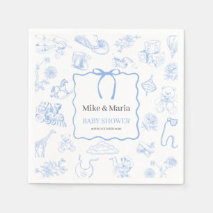 Serviette En Papier Toile De Jouy Bleue Baby Shower Garçon
