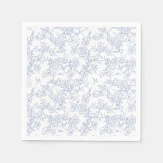 Serviette En Papier Toile de Jouy bleue florale élégante (Devant)