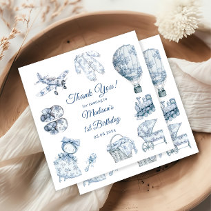 Serviette En Papier Toile De Jouy Blue Anniversaire