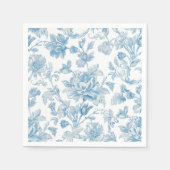Serviette En Papier Toile-de-jouy Chinoiseries Blue Floral Pattern (Devant)
