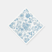 Serviette En Papier Toile-de-jouy Chinoiseries Blue Floral Pattern (Coin)