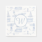 Serviette En Papier Toile de Jouy Côtière Monogrammée | Réceptions Pré (Devant)