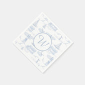Serviette En Papier Toile de Jouy Côtière Monogrammée | Réceptions Pré (Coin)