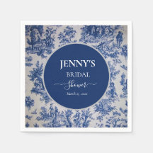 Toile de Jouy Fête des mariées bleue et blanche