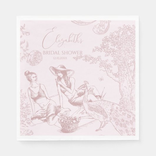 Serviette En Papier Toile de Jouy Moderne et Chic pour un Mariage Cham (Devant)