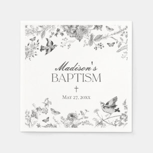 Serviette En Papier Toile De Jouy Noire Vintage Florale Baptême